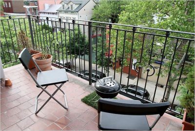 The building also has a communal roof deck. Credit. Tina Fineberg for The New York Times